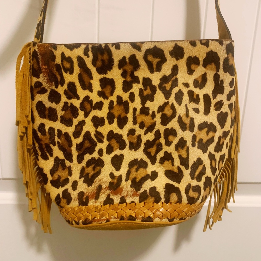 Leopard + Fringe Bucket Bag